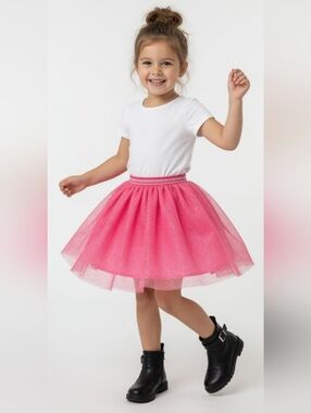 NEVER WORN Cat & Jack Whimsical Fun Sparkly Punk Vibrant Pink A-Line Skirt